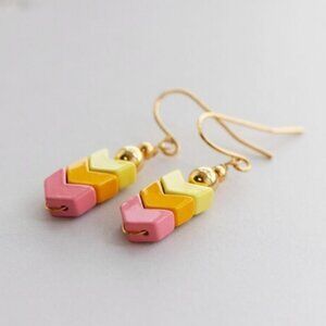 Enamel Chevron Beads Drop Earrings